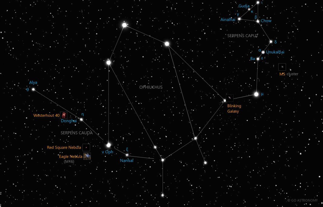 Constellation Serpens the Snake Star Map