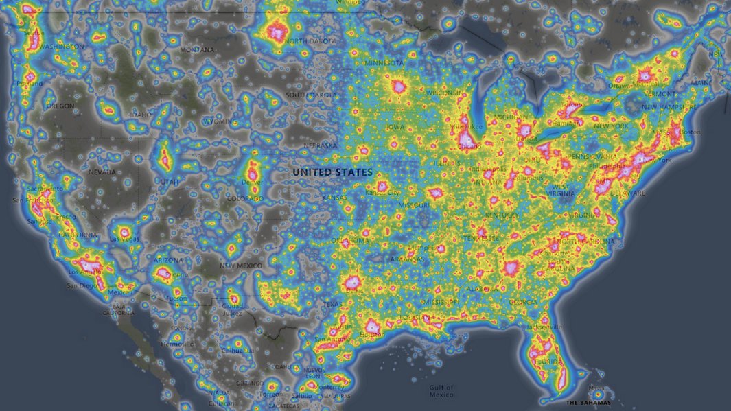 US light pollution map