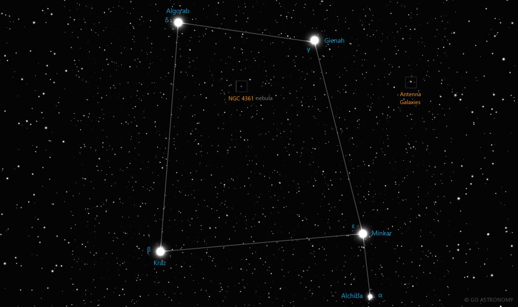 Constellation Corvus the Crow Star Map