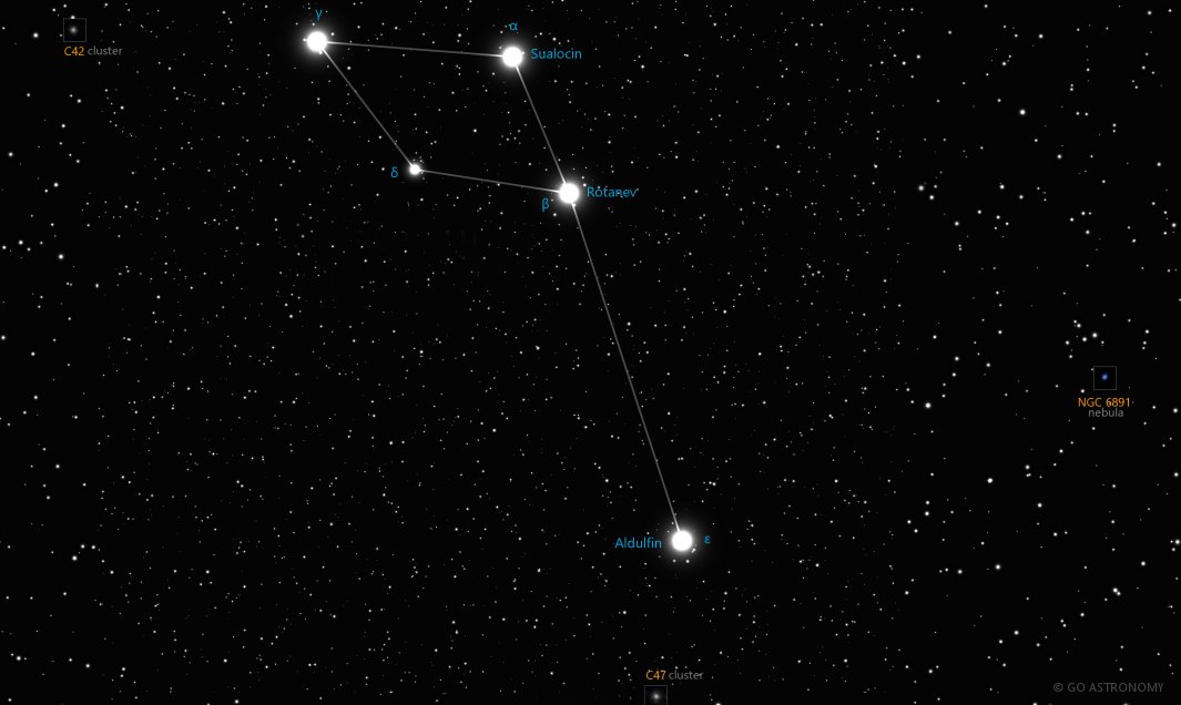 Constellation Delphinus the Dolphin Star Map