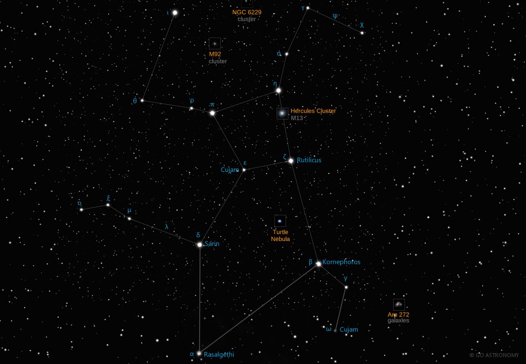 Constellation Hercules the Strongman Star Map