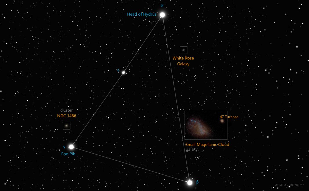 Constellation Hydrus the Water Snake Star Map