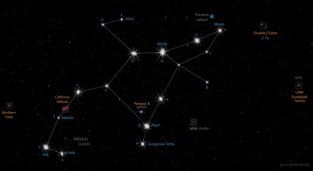 Constellation Perseus the Hero (son of Zeus) Star Map