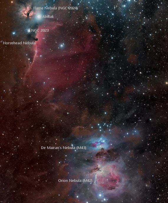 orion nebula size chart