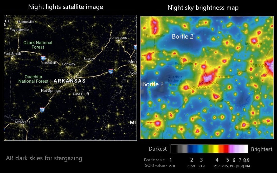 AR night sky light pollution map