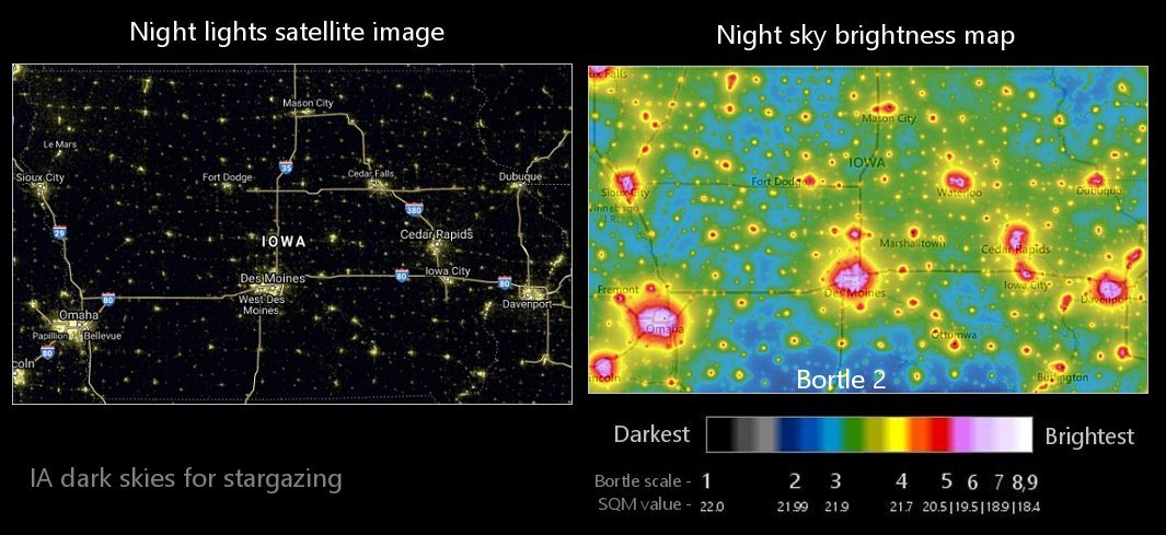 IA night sky light pollution map