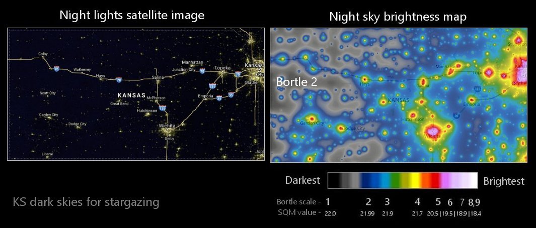 KS night sky light pollution map