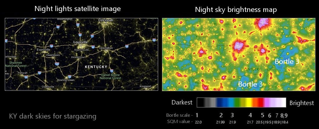 KY night sky light pollution map