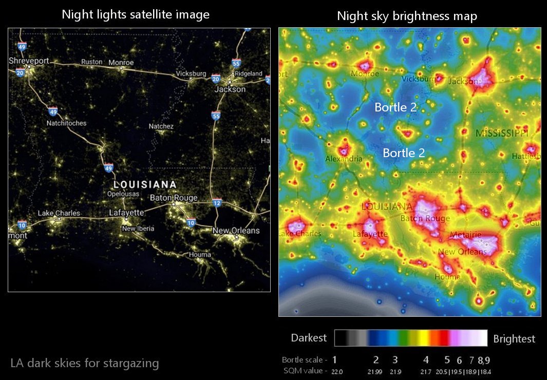 LA night sky light pollution map