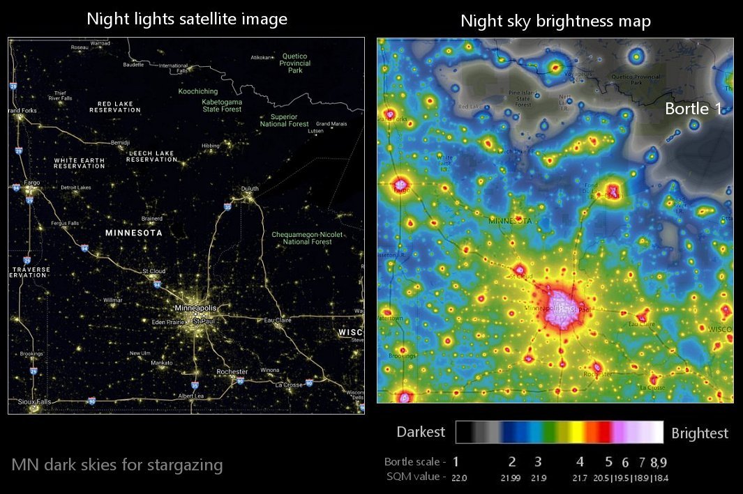 MN night sky light pollution map