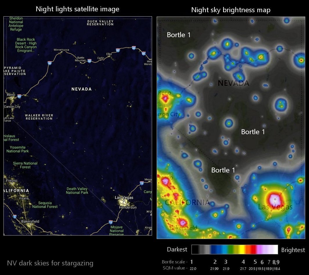 NV night sky light pollution map