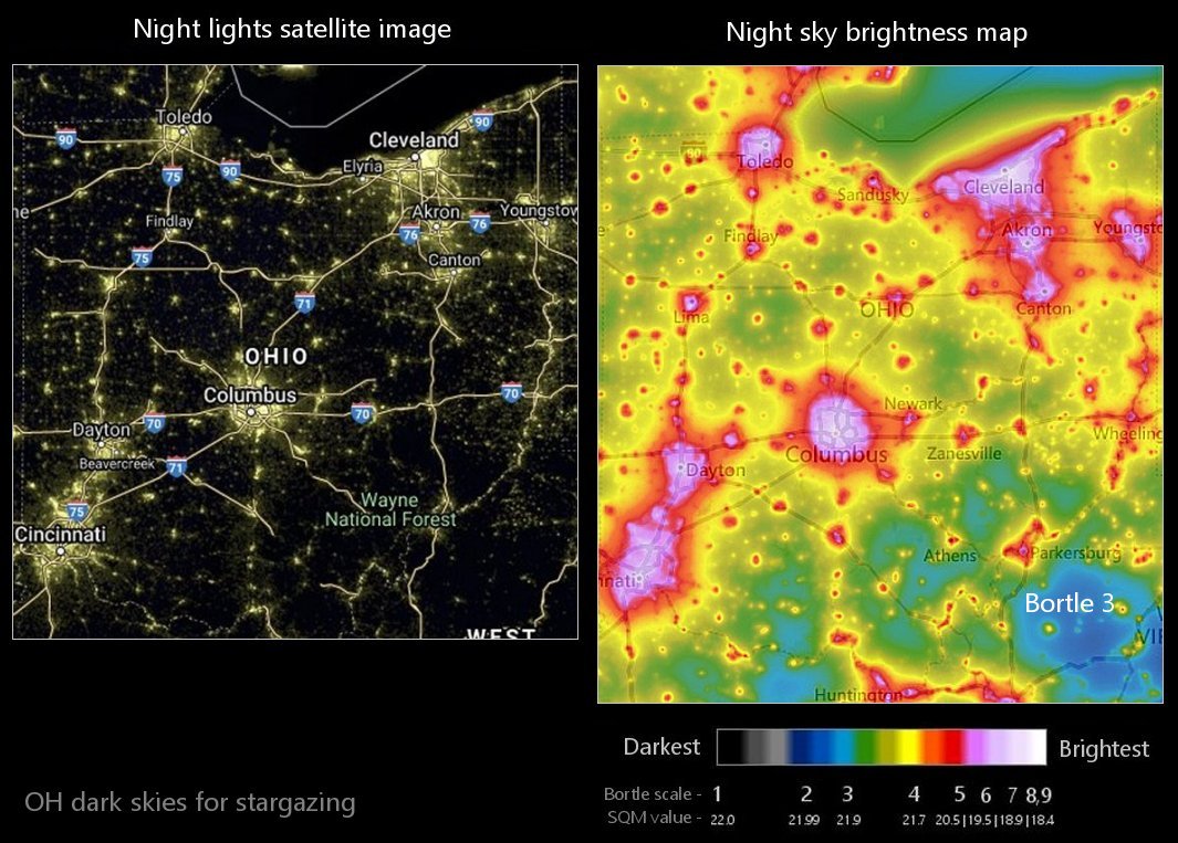 OH night sky light pollution map