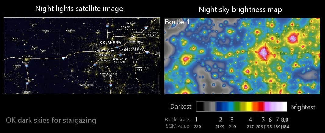OK night sky light pollution map
