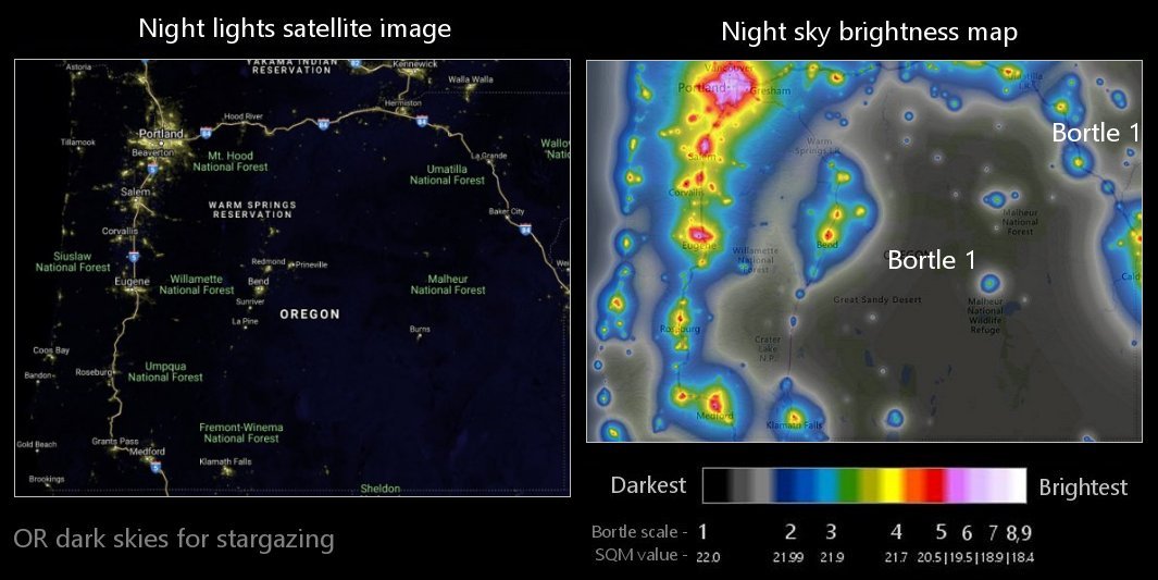 OR night sky light pollution map