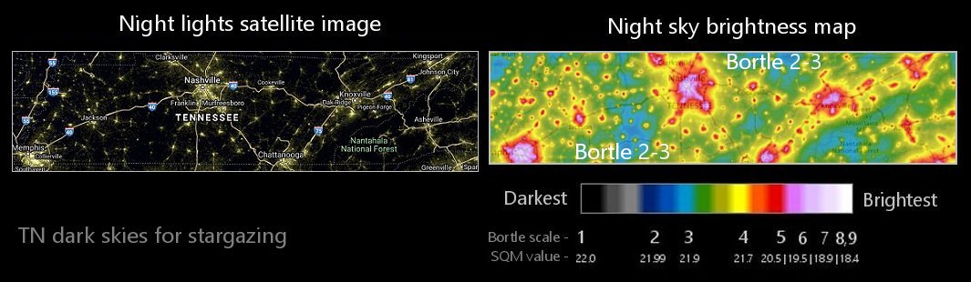 TN night sky light pollution map