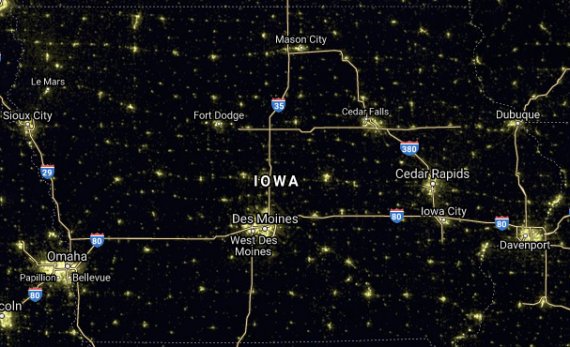 Dark sky sites for stargazing in Iowa | Bortle Maps | Go Astronomy
